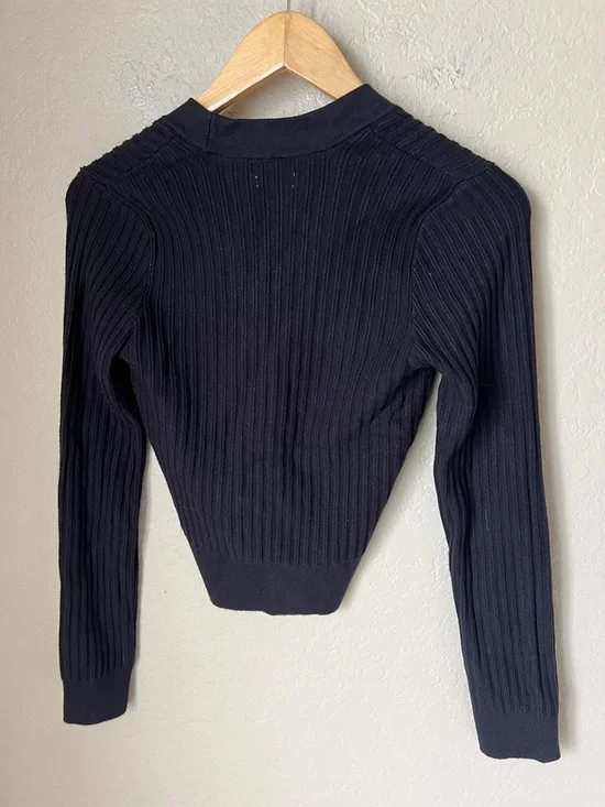 Anthropologie Pilcro black Kassidy ribbed deep v neck sweater - Picture 7 of 10